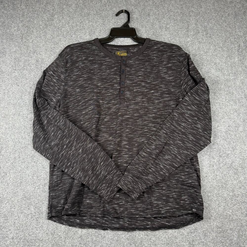 Lucky Brand Mens Henley Long Sleeve Shirt Casual Black Size XL